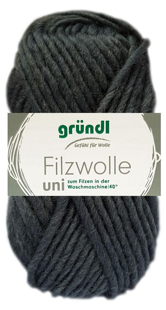 Gründl Filzwolle uni 02 Anthrazit, 50 g / 50 m