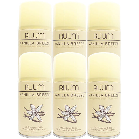 RUUM Lufterfrischer-Nachfüller, 6er-Pack, 250 ml je Dose, Vanilleduft