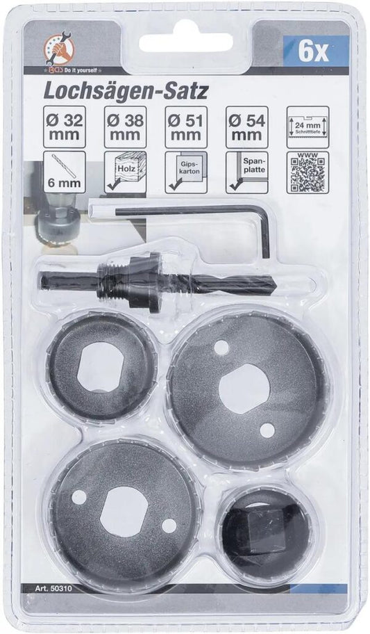 BGS Do it Yourself Lochsägen-Satz Ø 32–54 mm, Tiefe 24 mm, 6-teilig