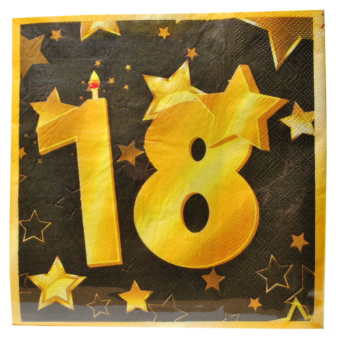 20 Servietten zum 18. Geburtstag, schwarz/gold, 2-lagig, 33 × 33 cm