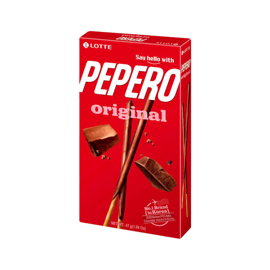 Lotte Pepero Original – schokoladenüberzogene Keksstäbchen, 47 g