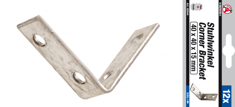 BGS Stuhlwinkel 40 x 40 x 15 mm, 12-teilig, verzinkt