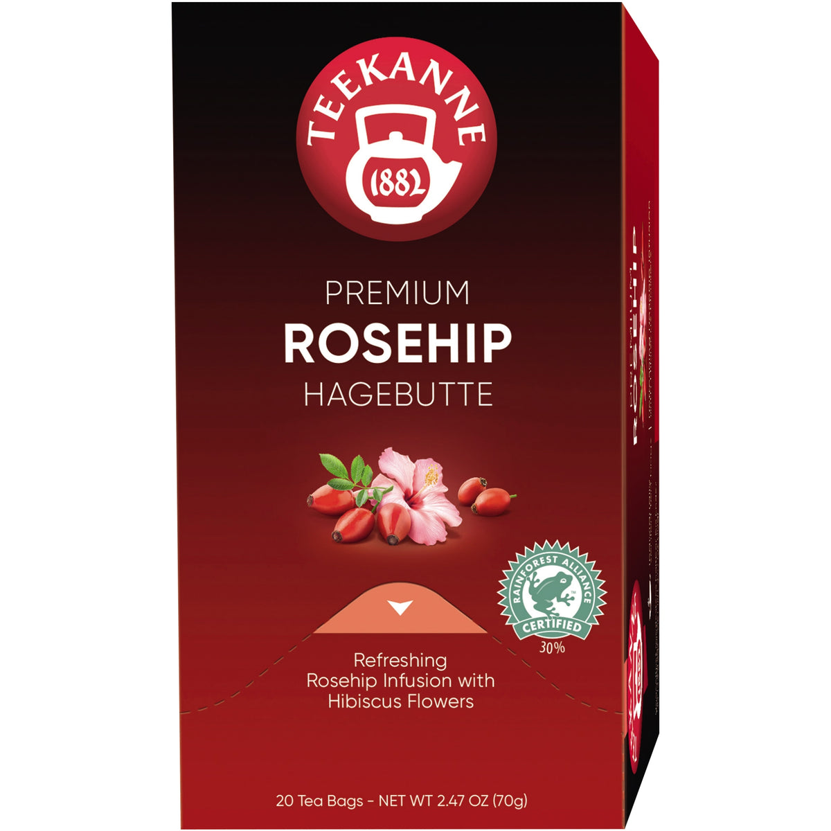 TEEKANNE Premium Hagebutte Früchtetee, 20 Teebeutel à 3,5 g