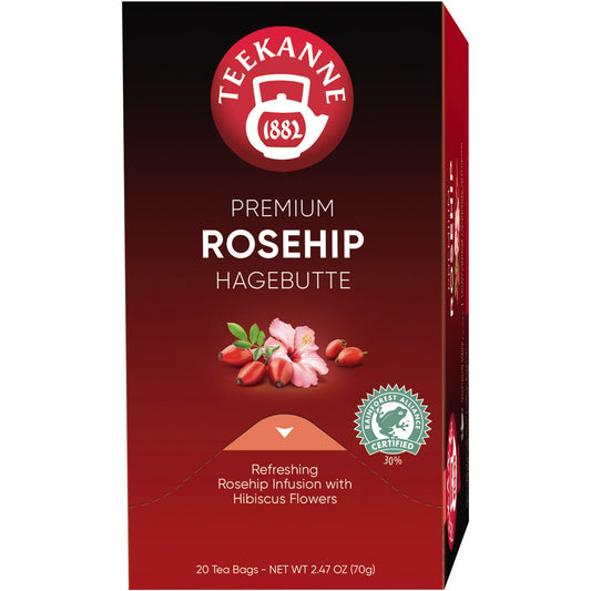 TEEKANNE Premium Hagebutte Früchtetee, 20 Teebeutel à 3,5 g