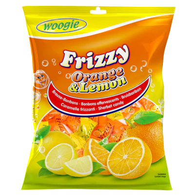 Woogie Frizzy Orange-Zitrone Brausebonbons mit Brausefüllung 170 g