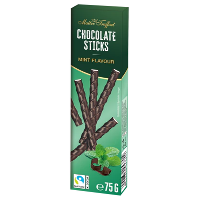 Maître Truffout Zartbitterschokoladesticks Minze 75 g