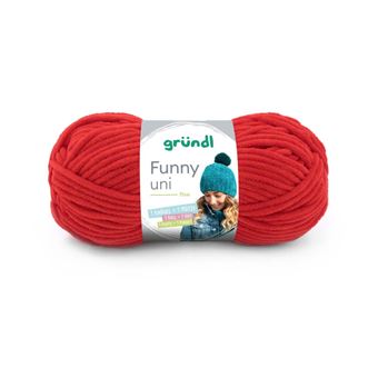 Gründl Funny uni Chenillegarn, 100 g, 120 m, Farbnummer 11 Kirschrot