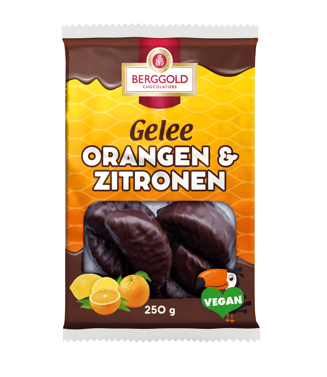 Berggold Gelee Orangen und Zitronen schokoliert 250 g