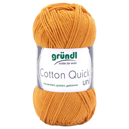 Gründl Cotton Quick uni Baumwollgarn, Farbe 124 Senf, 50 g