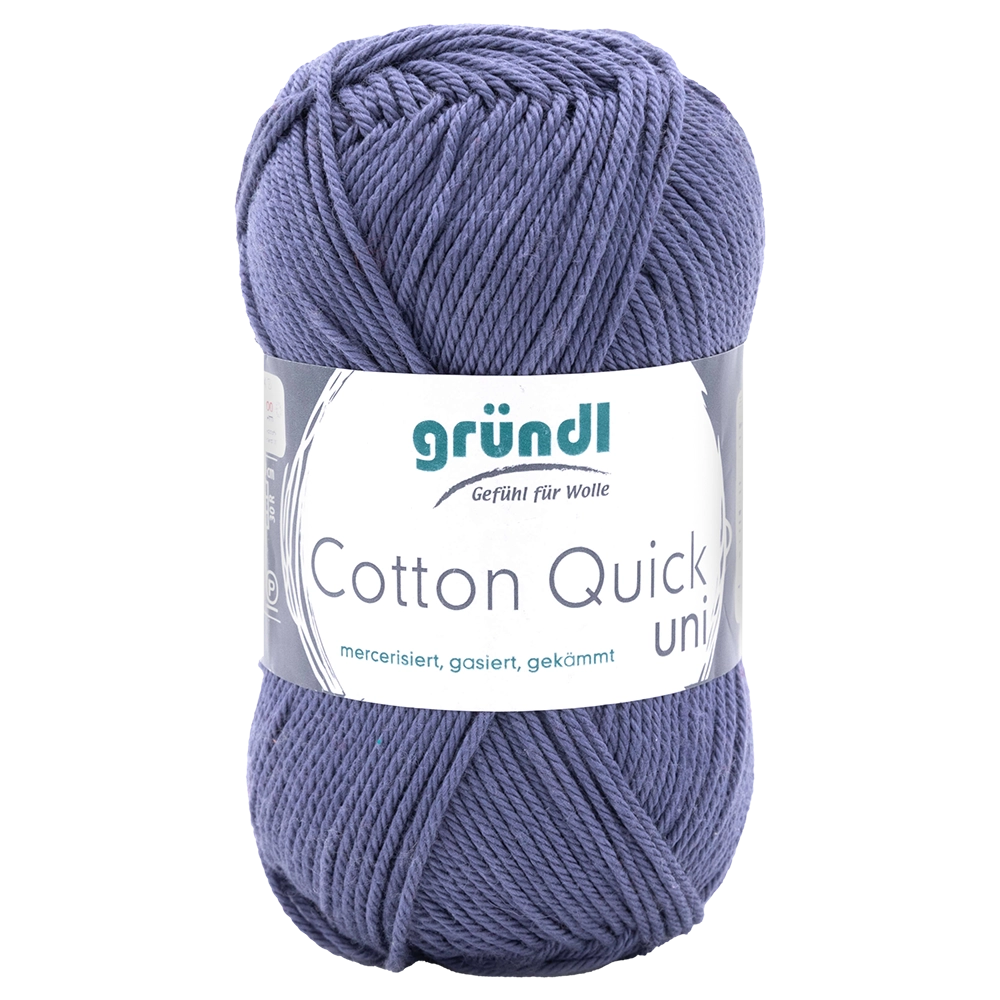 Gründl Cotton Quick Uni Baumwollgarn, 50 g, Farbe 137 Graublau