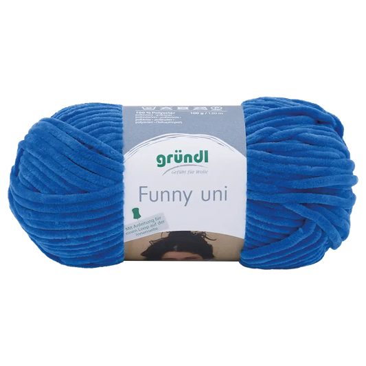 Gründl Funny uni Chenillegarn, 100 g, Royalblau (Farbe 14)