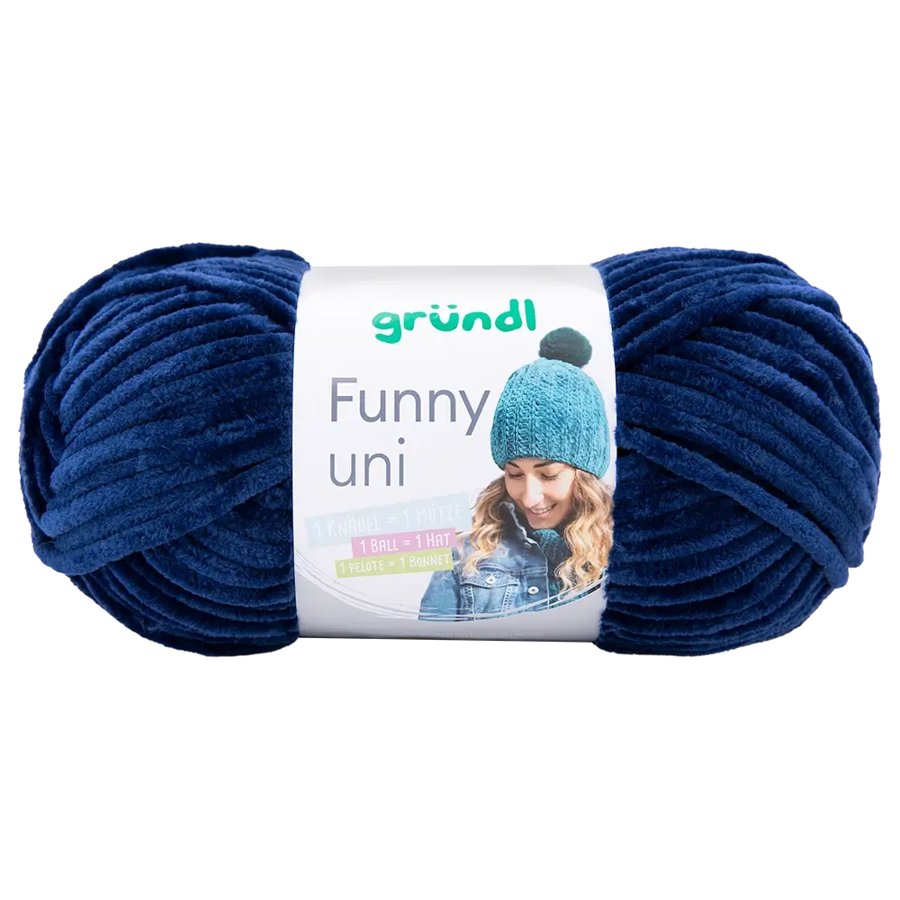 Gründl Funny Uni Chenillegarn, 100 g, Farbe 25 Navy