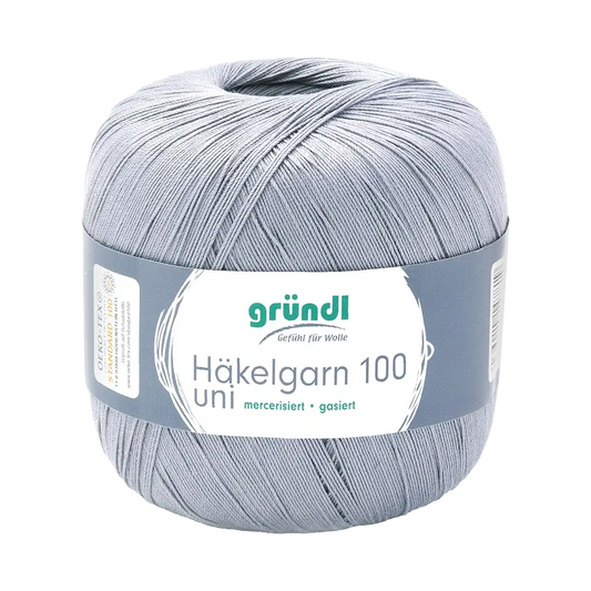 Gründl Häkelgarn 100 Uni, Farbnummer 137 Hellgrau, 100 g