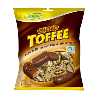 Woogie Choco Toffee Karamell-Toffees mit Schokoladenüberzug 175 g