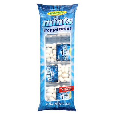 Woogie Mints Peppermint Zuckerdragees mit Pfefferminzgeschmack 4 x 16 g