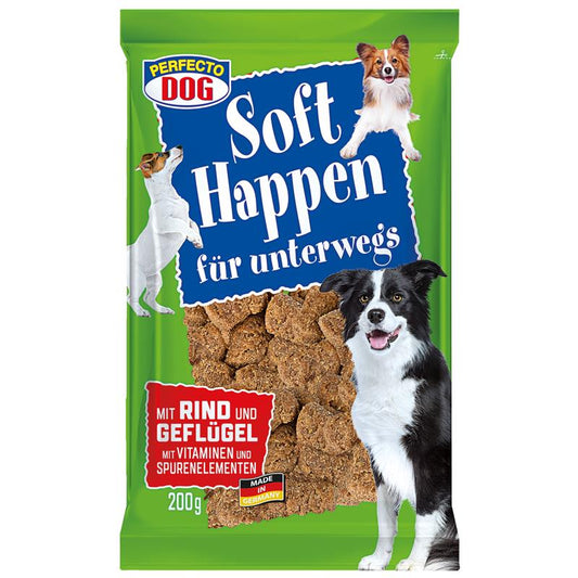 Perfecto Dog Soft Happen für unterwegs mit Rind und Geflügel 200 g