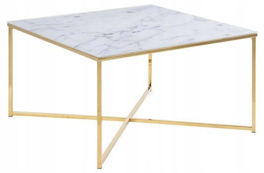 Actona Alisma Couchtisch, quadratisch, 80 × 80 × 45 cm, weiß/gold