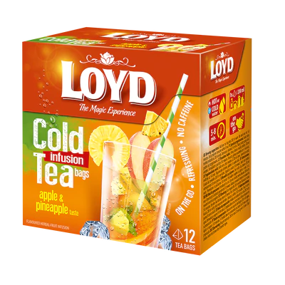 Loyd Cold-Infusion-Tee Apfel & Ananas, 12 Pyramiden-Teebeutel à 2,5 g