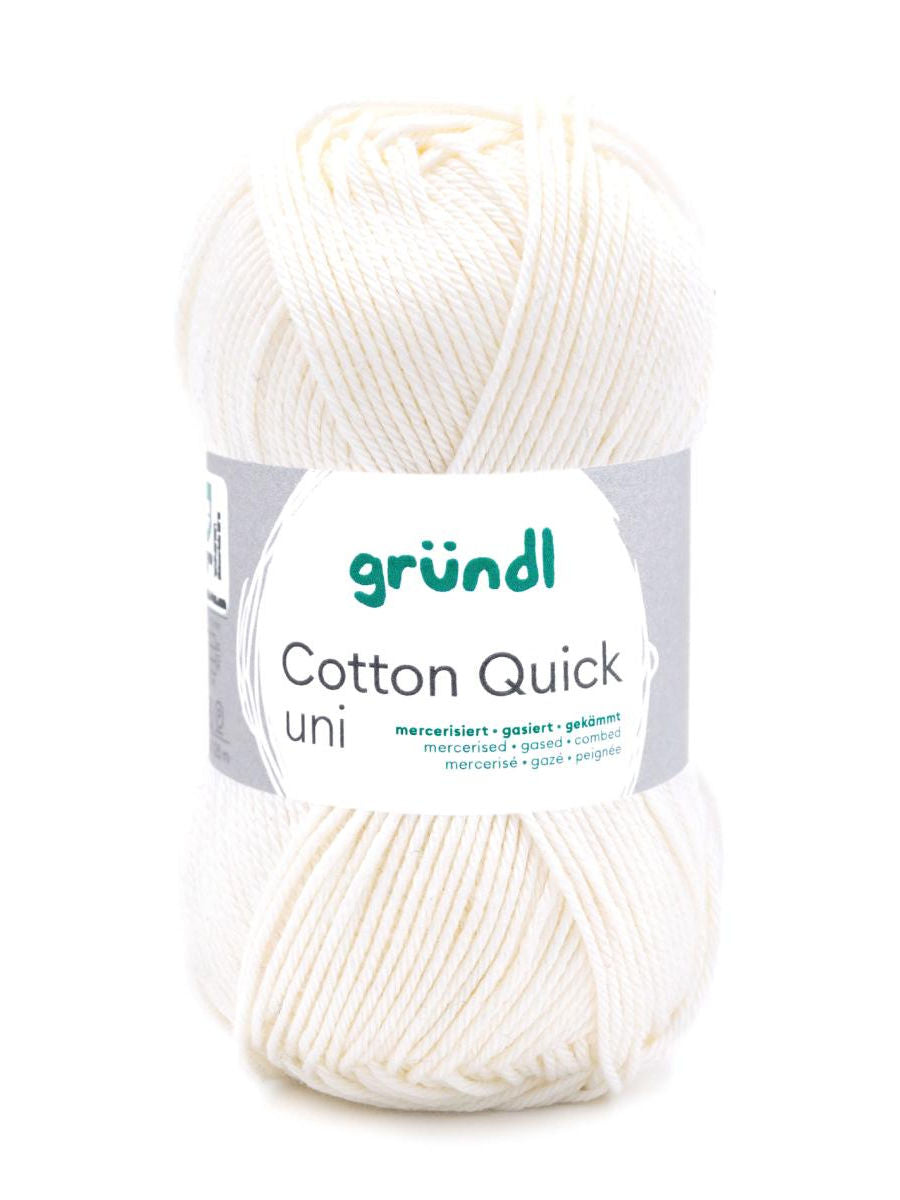 Gründl Cotton Quick Uni Baumwollgarn 50 g, Farbe 132 Wollweiß