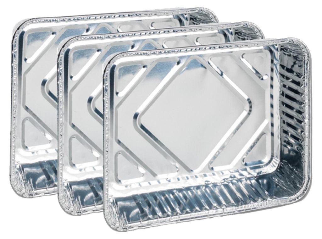 QuickPack Aluminium-Auflaufformen, 3er-Set, rechteckig, 200 × 150 × 40 mm, silber