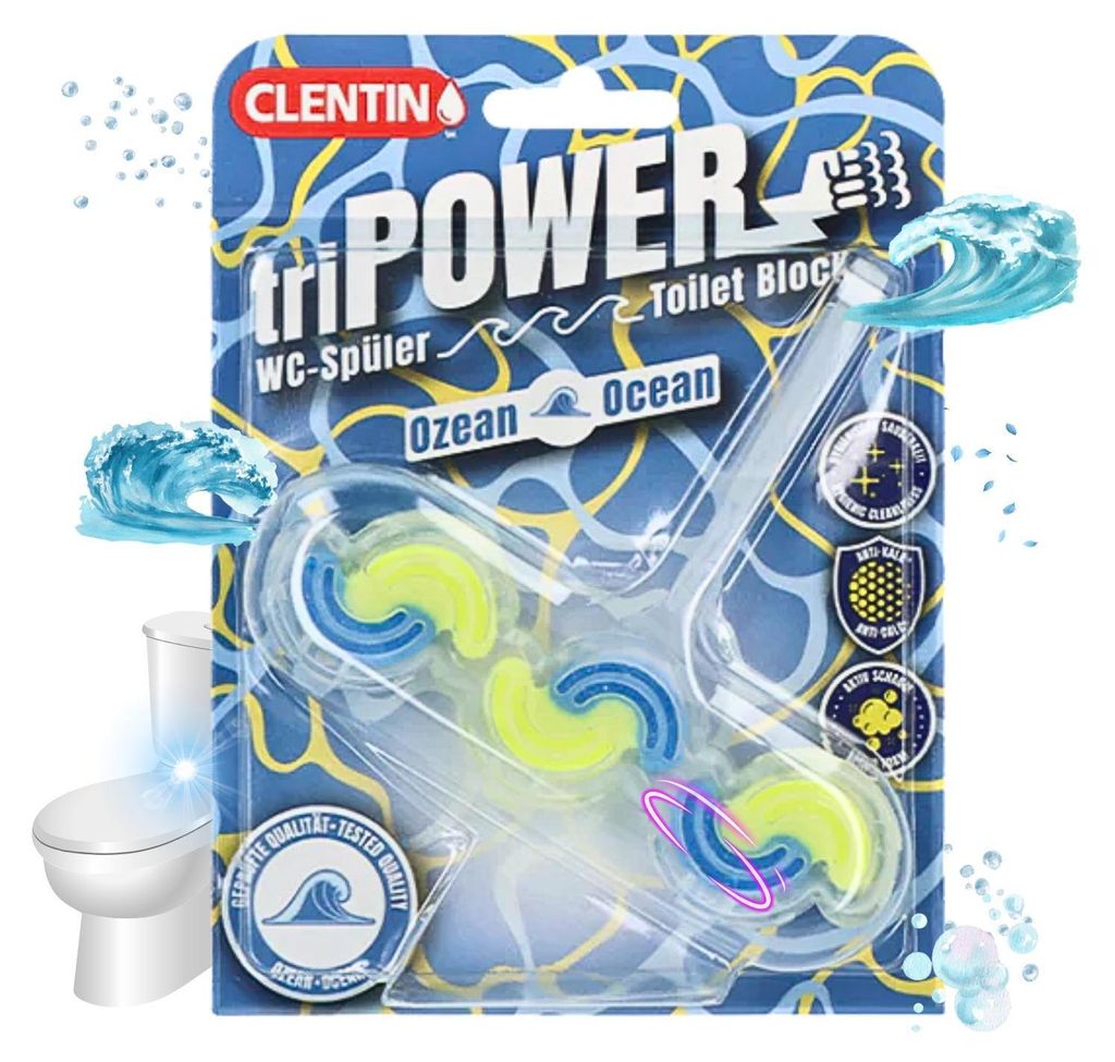 CLENTIN TRI-POWER WC-Spüler Ozean 45 g