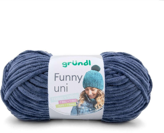 Gründl Funny uni Chenillegarn, 100 g, 120 m, Farbe 30 Jeans