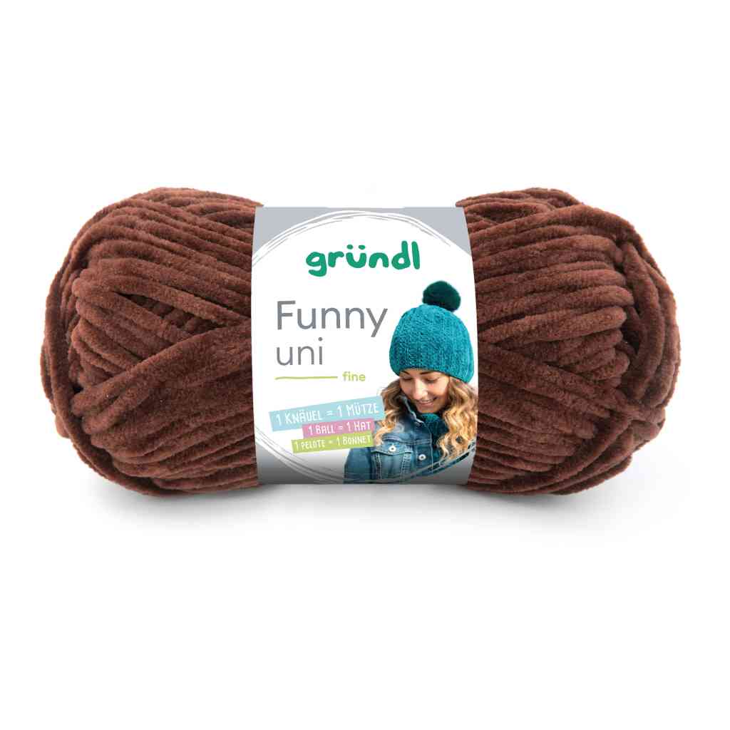 Gründl Funny uni Chenillegarn 100 g, Farbnummer 20 Braun