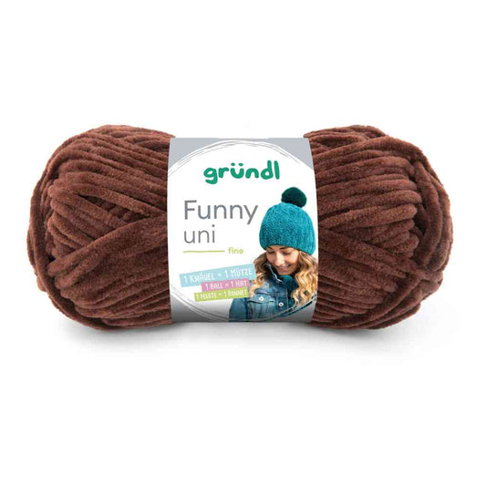 Gründl Funny uni Chenillegarn 100 g, Farbnummer 20 Braun