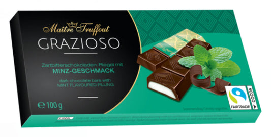 Maître Truffout Grazioso Zartbitterschokolade mit Minzcreme 100 g
