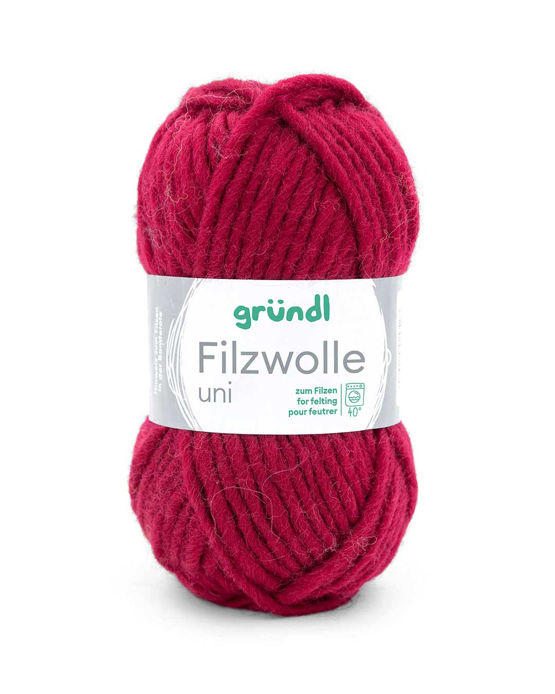 Gründl Filzwolle Uni 50 g, Farbnummer 10 Bordeaux