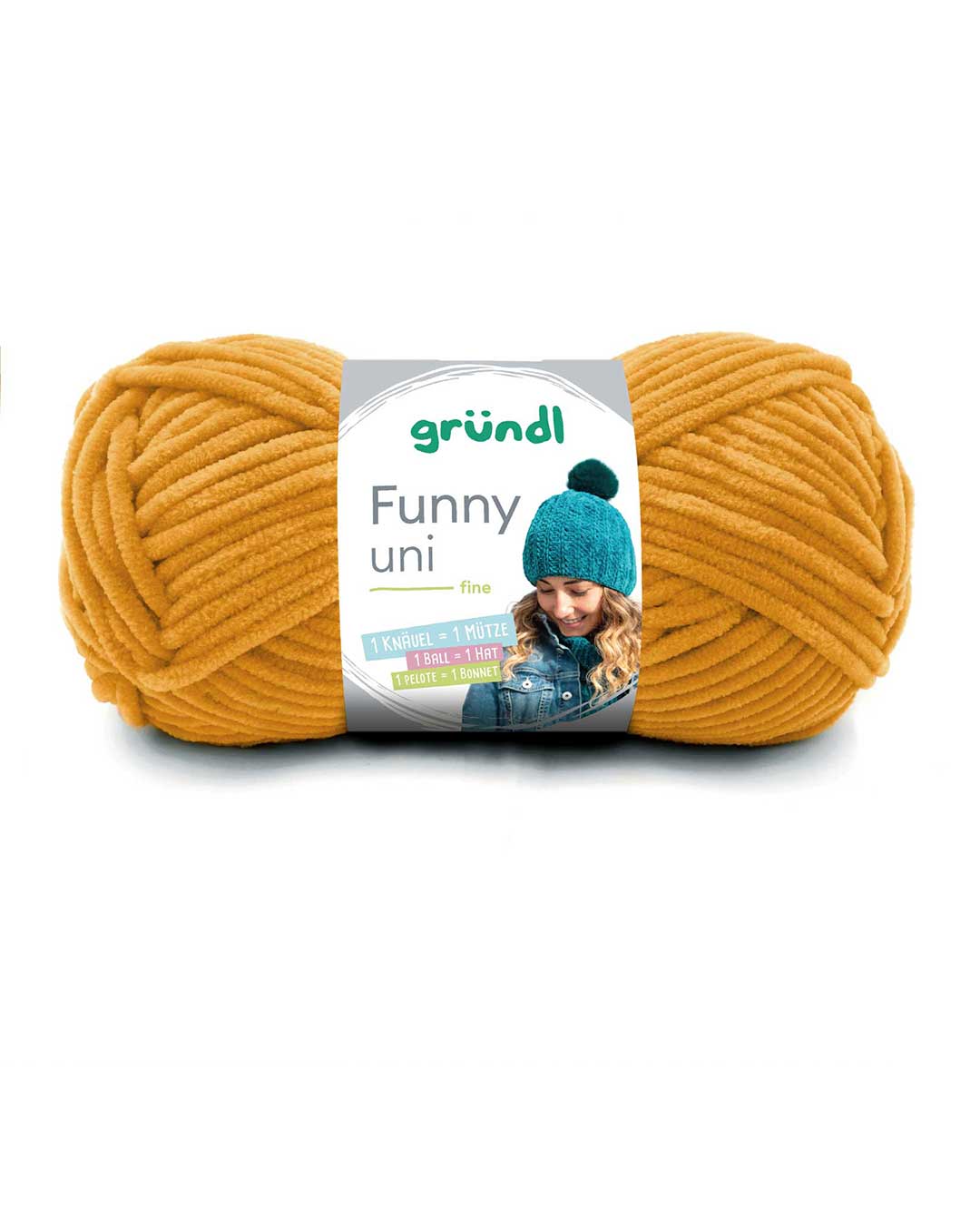 Gründl Funny uni Chenillegarn, gelb, 100 g