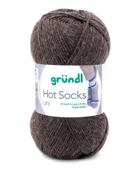 Gründl Hot Socks uni 50 Sockenwolle, Farbe 10 schokobraun meliert