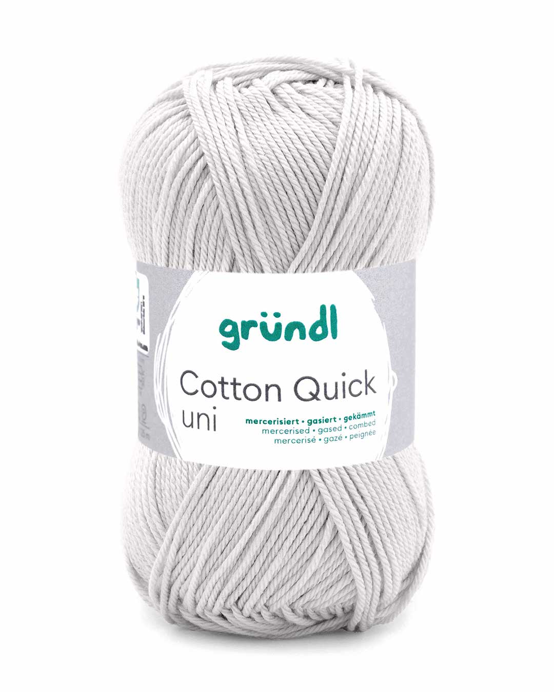 Gründl Cotton Quick uni Baumwollgarn, Farbnummer 150 Lichtgrau, 50 g