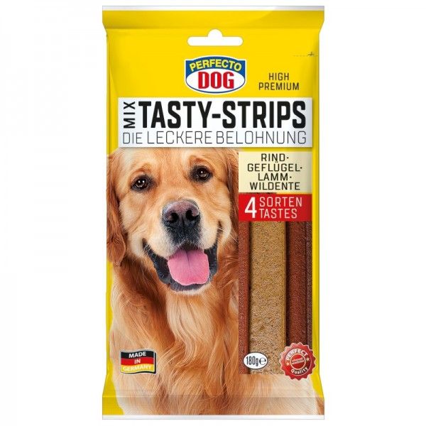 Perfecto Dog Tasty-Stripes-Mix mit Rind, Geflügel, Lamm und Wildente 180 g