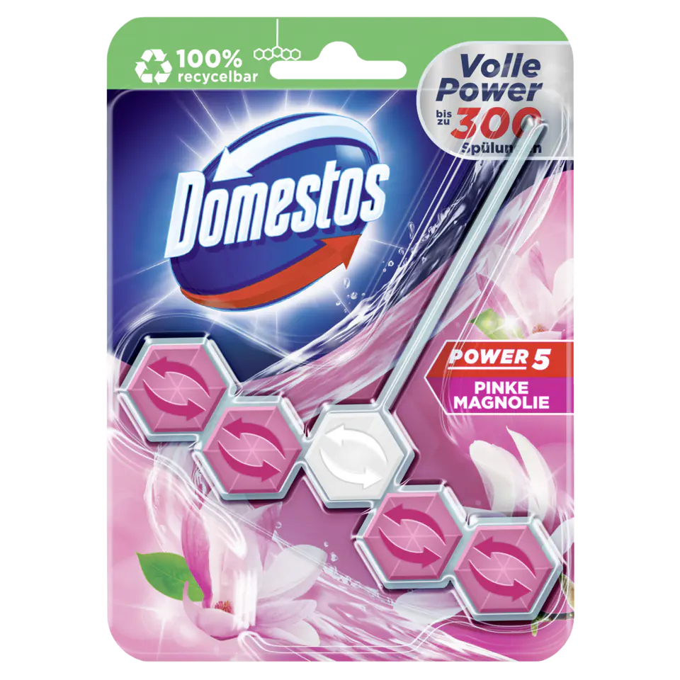 Domestos Power 5 WC-Reinigungsstein Pinke Magnolie, 55 g