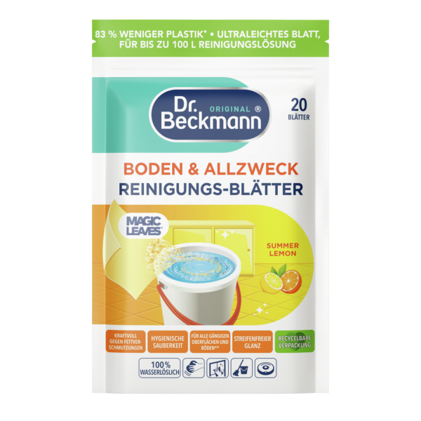 Dr. Beckmann Boden- und Allzweck-Reinigungsblätter Summer Lemon, 20 Stück