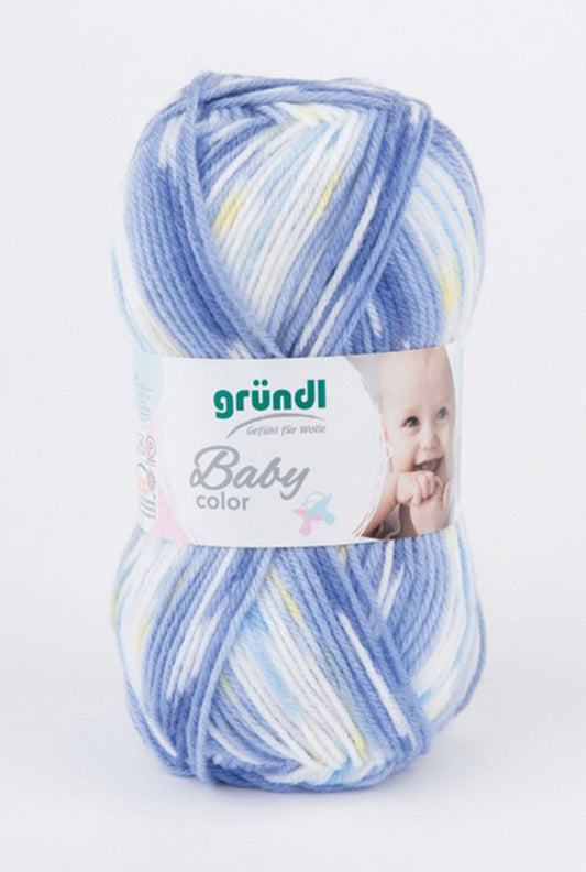 Gründl Baby Color Babywolle, 50 g, blau/weiß