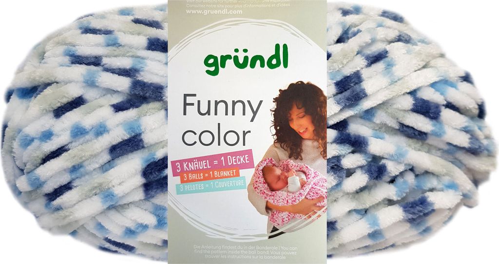 Gründl Funny Color Chenillegarn, Farbe 03 Blau, 100 g
