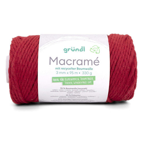 Gründl Macramé Makramee-Garn, Rot, 330 g