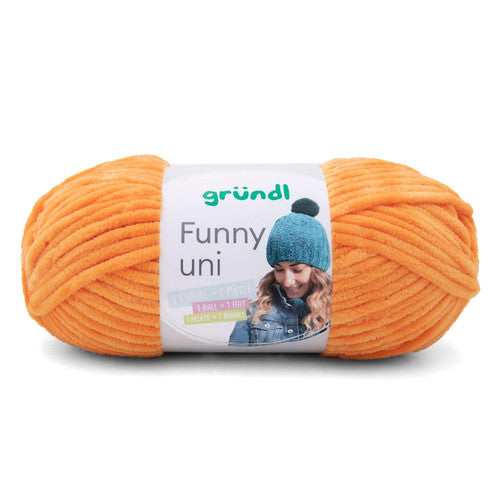 Gründl Funny uni Chenillegarn, 100 g, Farbe Safran (Farbnummer 29)