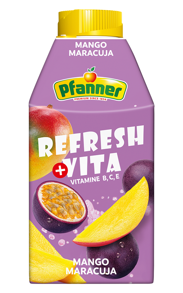 Pfanner Refresh+Vita Mango-Maracuja B+C+E Mehrfruchtgetränk 10 % 0,5 l
