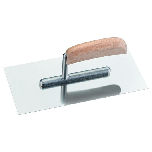 WESTEX Glättekelle Edelstahl mit lackiertem Holzgriff, 270 × 130 mm