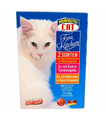 Perfecto Cat – Saftige Stückchen in Gemüsegelee, 12 × 100 g