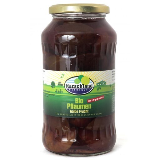 Marschland Bio-Pflaumen, halbe Früchte, 720 ml Glas