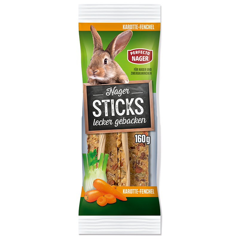 Perfecto Nager Nager-Sticks, gebacken, mit Karotte und Fenchel, 160 g