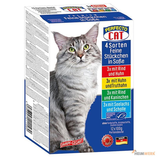Perfecto Cat Feine Stückchen in Soße 12 x 100 g Multipack