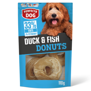Perfecto Dog Hundesnack mit Ente und Fisch in Donutform, 110 g