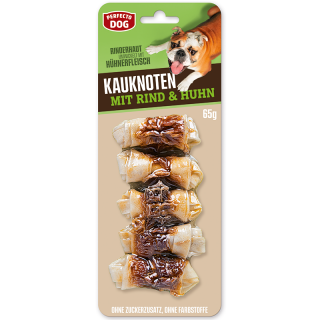 Perfecto Dog Kauknoten mit Rind und Huhn, 5 Stück, 65 g, Blister