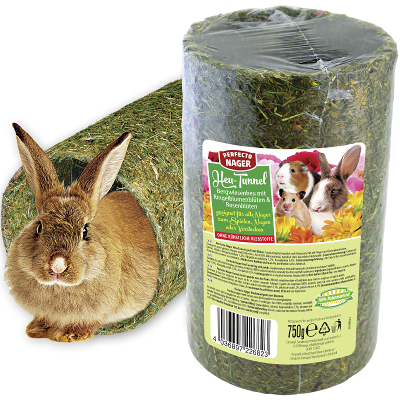 Perfecto Nager Heu-Tunnel „L“ mit Blüten, 750 g
