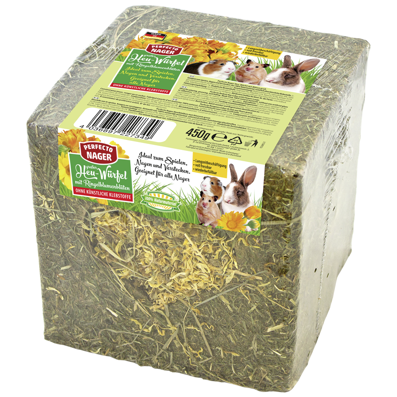 Perfecto Nager Heu-Würfel mit Blüten, 450 g